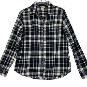 The North Face Flannel Shirt Womens Size L Black White Plaid Lightweight